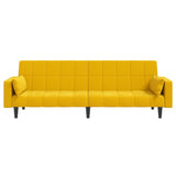 Canapé-lit à 2 places avec deux oreillers Jaune Velours