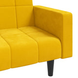 Canapé-lit à 2 places avec deux oreillers Jaune Velours