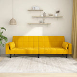 Canapé-lit à 2 places avec deux oreillers Jaune Velours