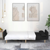 Canapé-lit à 2 places avec deux oreillers noir tissu