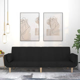 Canapé-lit à 2 places avec deux oreillers noir tissu