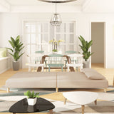 Canapé-lit à 2 places avec deux oreillers crème tissu