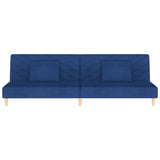 Canapé-lit à 2 places avec deux oreillers bleu tissu