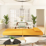 Canapé-lit à 2 places avec deux oreillers jaune tissu