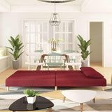 Canapé-lit à 2 places avec deux oreillers rouge bordeaux tissu