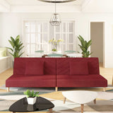 Canapé-lit à 2 places avec deux oreillers rouge bordeaux tissu