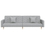 Canapé-lit à 2 places avec deux oreillers gris clair tissu