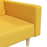 Canapé-lit à 2 places avec deux oreillers jaune tissu