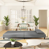 Canapé-lit à 2 places avec deux oreillers Gris clair Velours