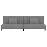 Canapé-lit à 2 places avec deux oreillers Gris clair Velours