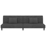 Canapé-lit à 2 places avec deux oreillers Gris foncé Velours