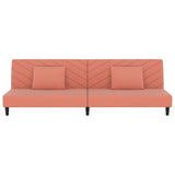 Canapé-lit à 2 places avec deux oreillers Rose Velours