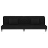 Canapé-lit à 2 places avec deux oreillers Noir Velours