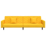 Canapé-lit à 2 places avec deux oreillers Jaune Velours