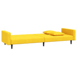 Canapé-lit à 2 places avec deux oreillers Jaune Velours