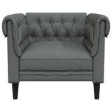 Fauteuil Chesterfield gris foncé tissu