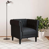 Fauteuil Chesterfield noir tissu