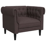 Fauteuil Chesterfield marron foncé tissu