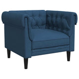 Fauteuil Chesterfield bleu tissu