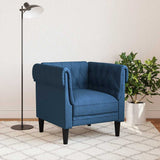 Fauteuil Chesterfield bleu tissu
