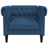 Fauteuil Chesterfield bleu tissu