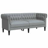 Canapé Chesterfield 2 places gris clair tissu