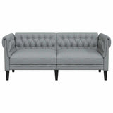 Canapé Chesterfield 2 places gris clair tissu