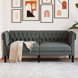 Canapé Chesterfield 2 places gris foncé tissu