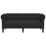 Canapé Chesterfield 2 places noir tissu