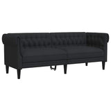 Canapé Chesterfield 3 places noir tissu