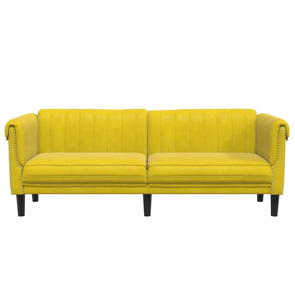 Canapé à 3 places jaune velours
