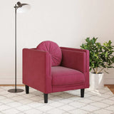 Fauteuil avec coussin rouge bordeaux velours