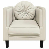 Fauteuil avec coussin crème velours