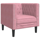 Fauteuil Chesterfield rose velours