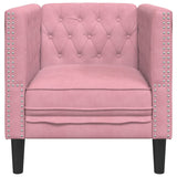 Fauteuil Chesterfield rose velours