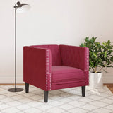 Fauteuil Chesterfield rouge bordeaux velours