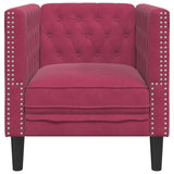 Fauteuil Chesterfield rouge bordeaux velours