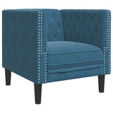 Fauteuil Chesterfield bleu velours