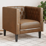 Fauteuil Chesterfield marron similicuir daim