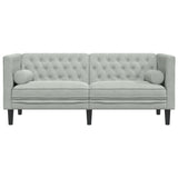 Canapé Chesterfield avec traversins 2 places gris clair velours