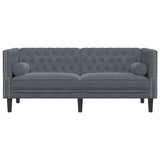 Canapé Chesterfield avec traversins 2 places gris foncé velours