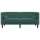 Canapé Chesterfield avec traversins 2 places vert foncé velours
