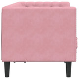 Canapé Chesterfield avec traversins 2 places rose velours