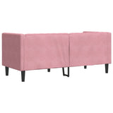 Canapé Chesterfield avec traversins 2 places rose velours