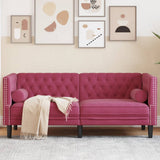 Canapé Chesterfield avec traversins 2 places velours