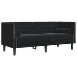 Canapé Chesterfield avec traversins 2 places noir velours