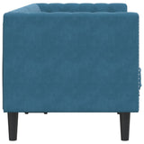 Canapé Chesterfield avec traversins 2 places bleu velours