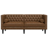 Canapé Chesterfield avec traversins 2 places similicuir daim