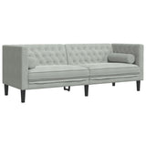 Canapé Chesterfield avec traversins 3 places gris clair velours