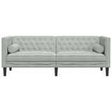 Canapé Chesterfield avec traversins 3 places gris clair velours